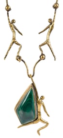 Modernist Malachite and Mixed Metals Necklace, possibly Pal Kepenyes