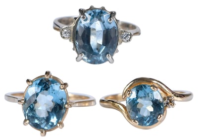 Three Blue Topaz Fashion Rings