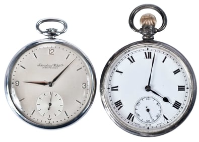 Two Open Face Pocket Watches, One English Silver