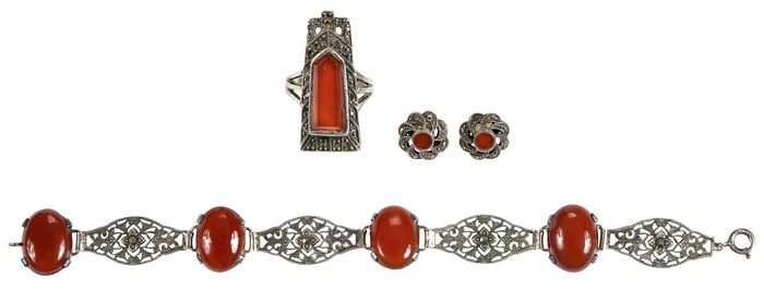 Vintage Demi Parure, Earrings, Bracelet, and Ring