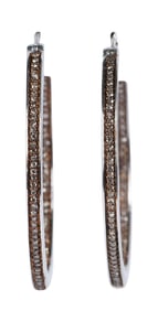 Sterling Silver Inside Out Diamond Hoop Earrings