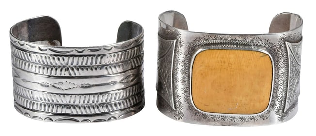 Two Native American Sterling Cuff Bracelets