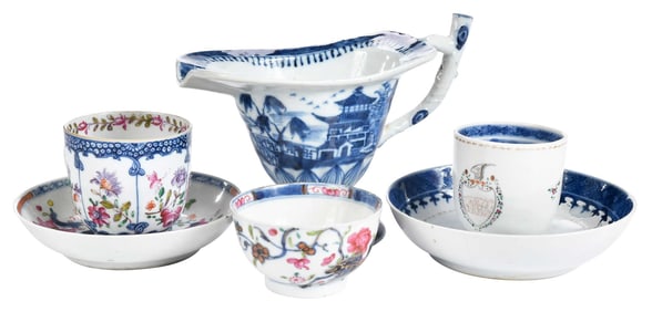 Group of Six Chinese Export Porcelain Table Objects