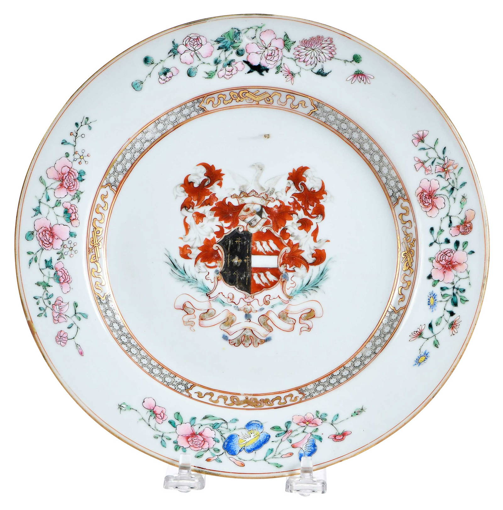 Chinese Export Armorial Porcelain Plate, Best and Crook