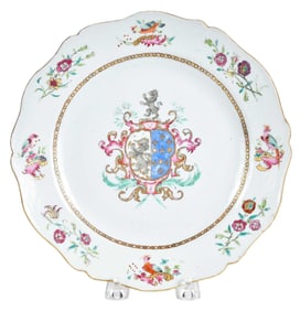 Chinese Export Armorial Porcelain Plate, Poley (or Griffiths) and Coffin
