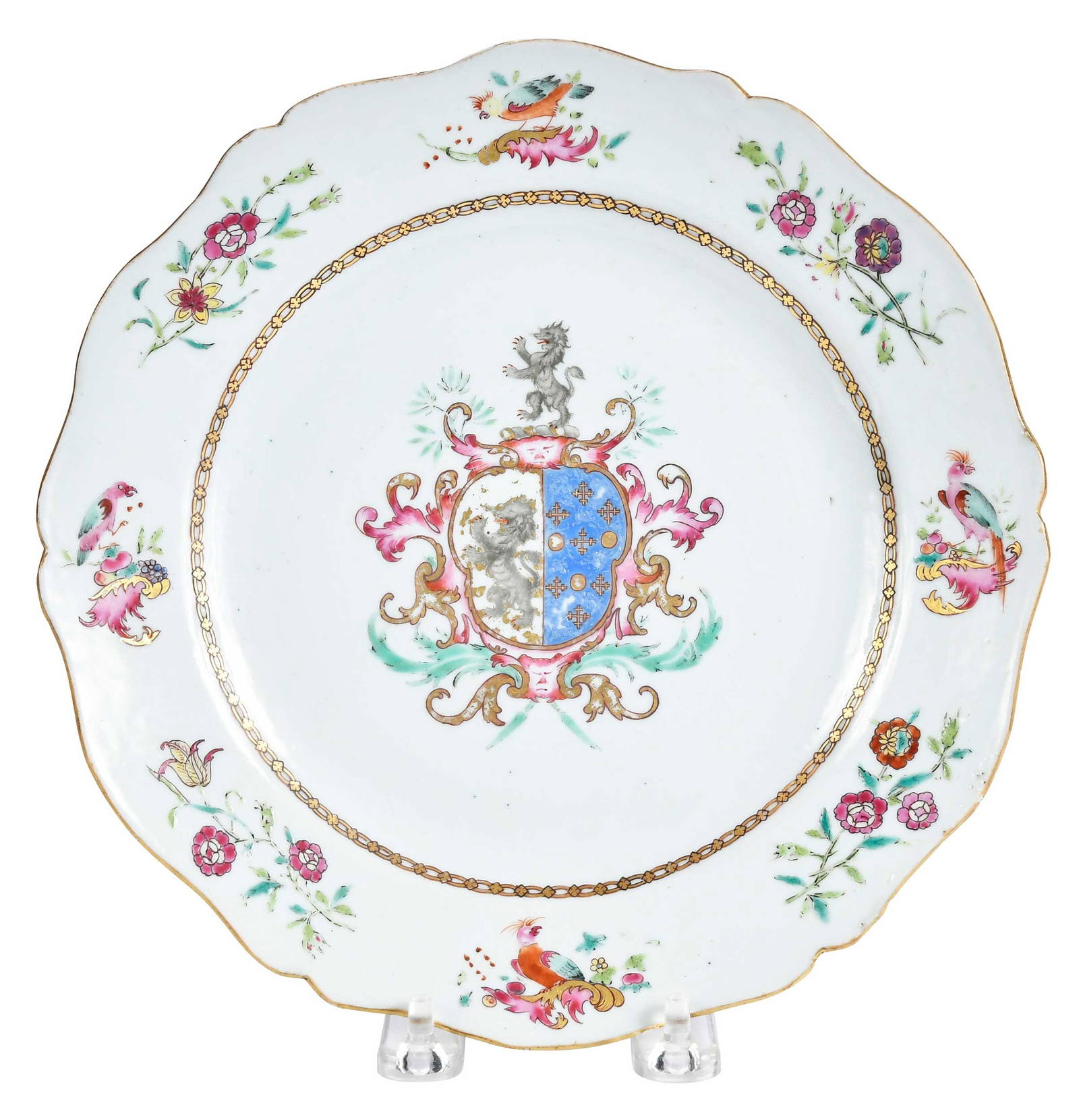 Chinese Export Armorial Porcelain Plate, Poley (or Griffiths) and Coffin