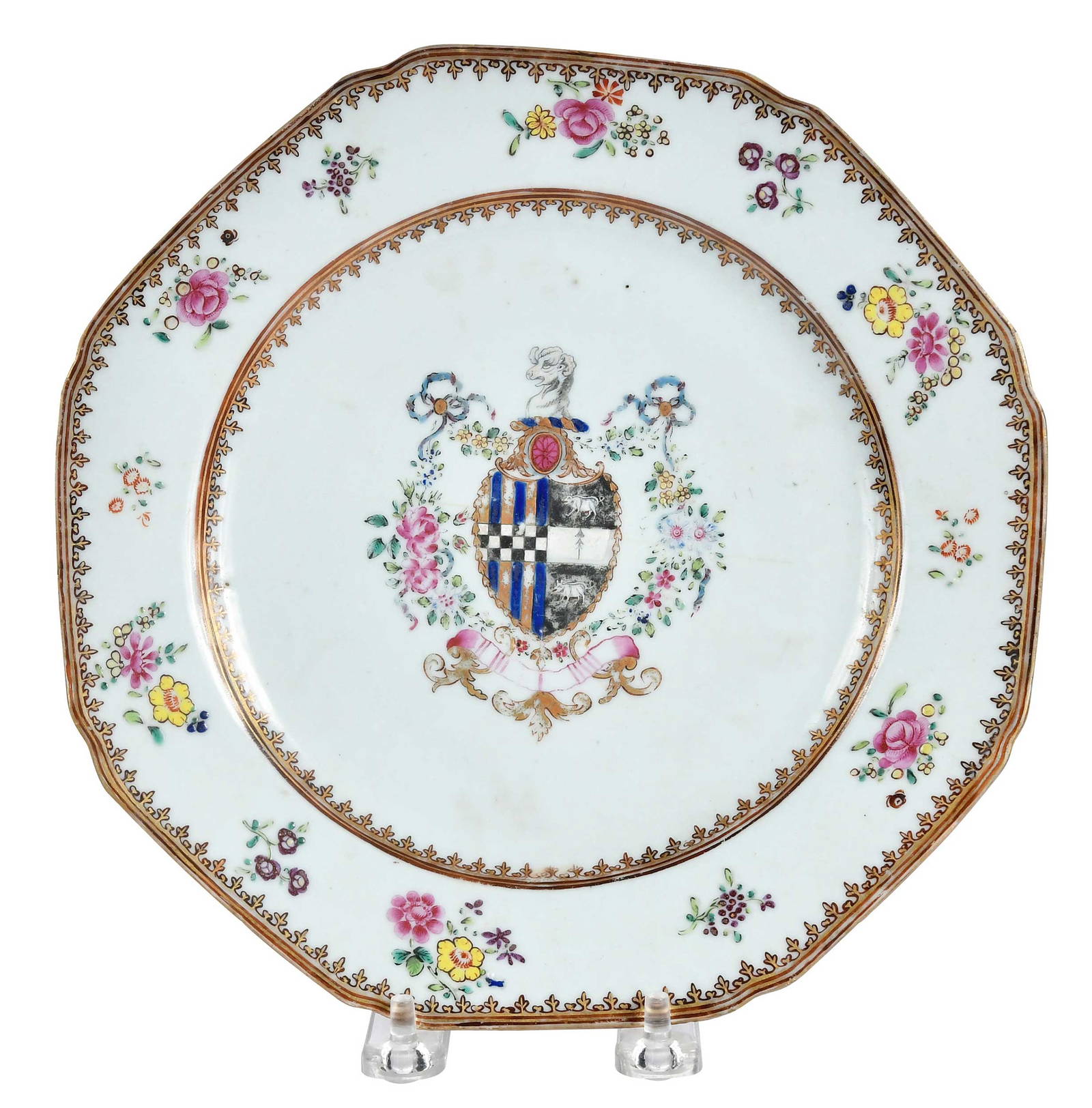 Chinese Export Armorial Porcelain Plate, Curtis and Wildbore