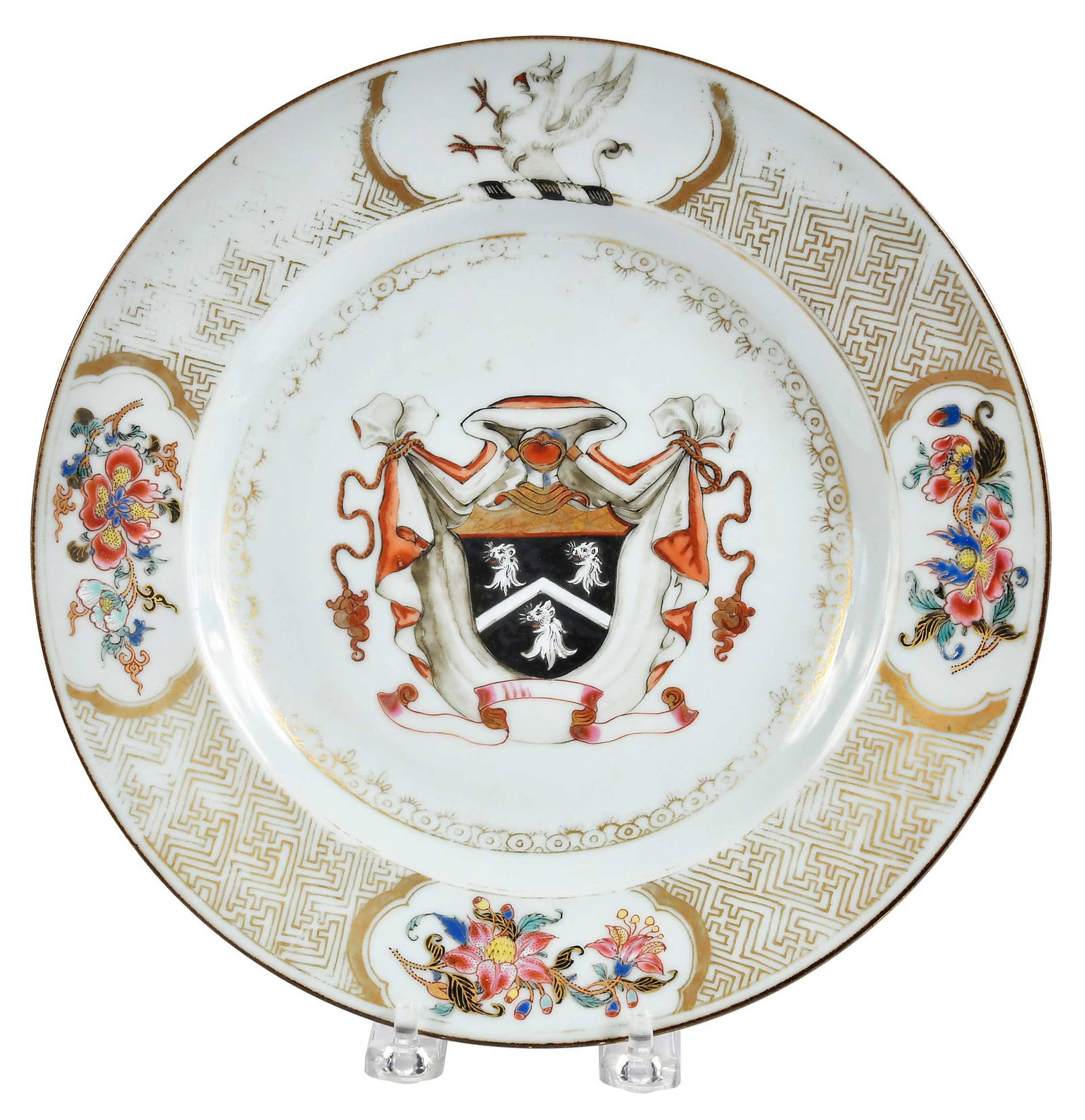 Chinese Export Armorial Porcelain Plate, Peers