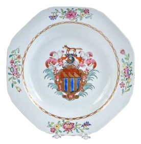 Chinese Export Armorial Porcelain Soup Plate, Martin
