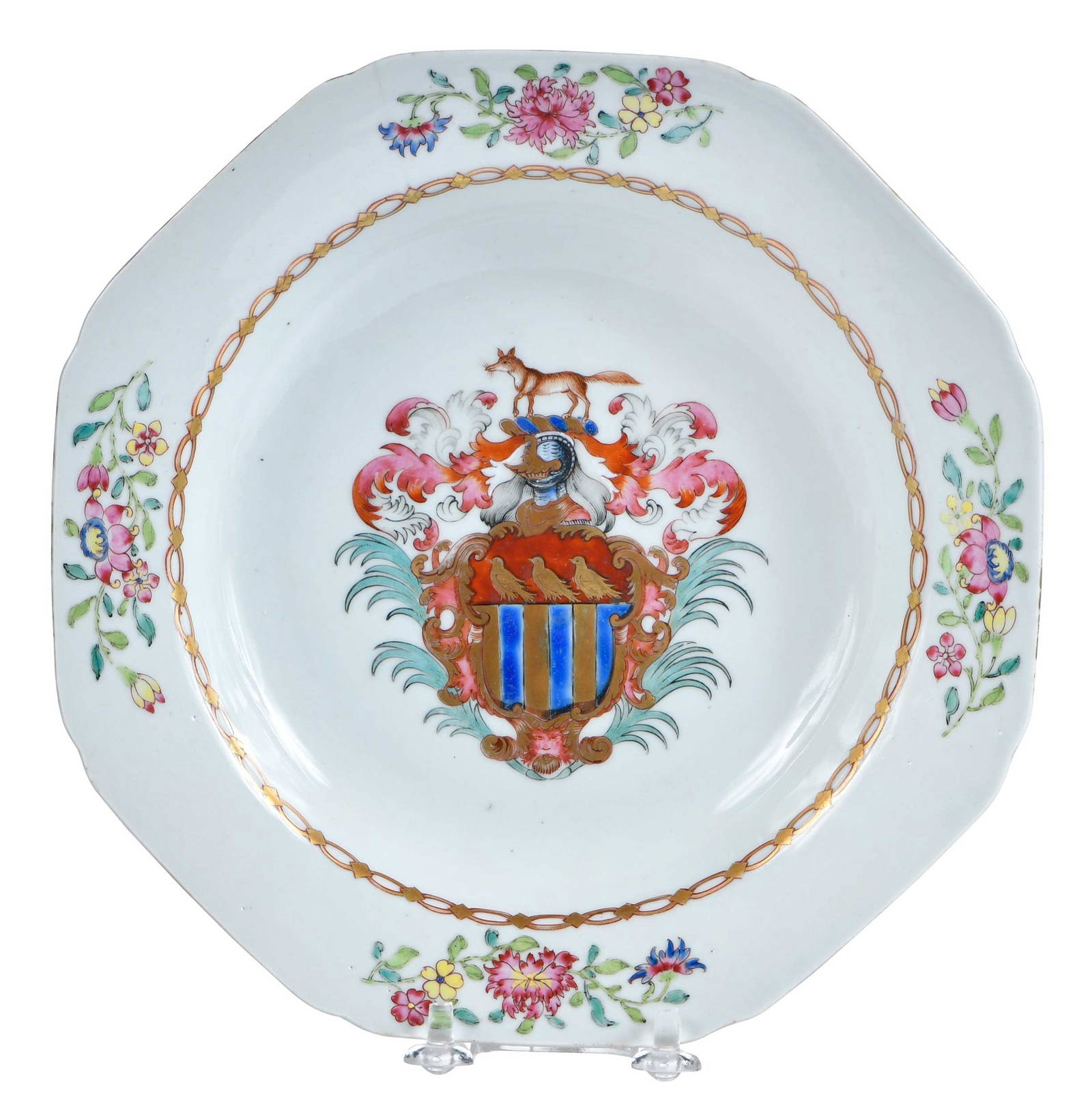 Chinese Export Armorial Porcelain Soup Plate, Martin