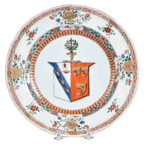 Chinese Export Armorial Porcelain Soup Plate, Stanley and Granville