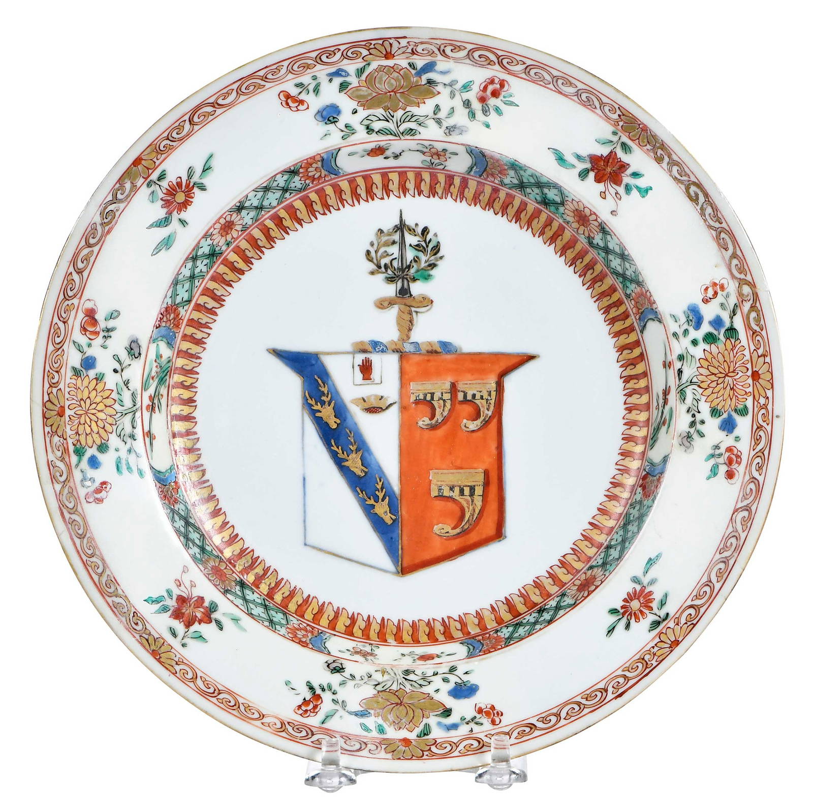 Chinese Export Armorial Porcelain Soup Plate, Stanley and Granville