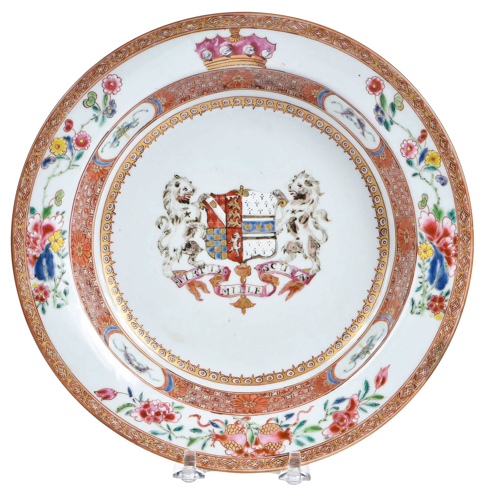 Chinese Export Armorial Porcelain Soup Plate, Howard, Brotherton, Warren, Mowbray, and Bristow