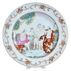 Chinese Export Porcelain Plate, Judgment of Paris