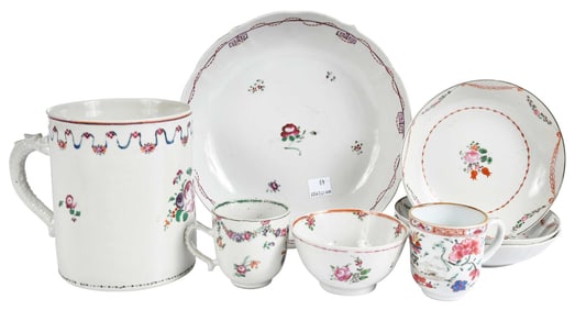 Group of Eight Chinese Porcelain Table Objects