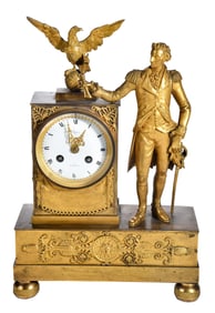 Rare Classical Ormolu George Washington Mantel Clock, Bailey Banks & Biddle