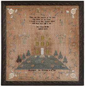 Washington City Signed Needlework Sampler Dated 1819