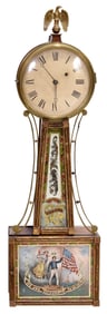 American Federal Eglomise Banjo Clock