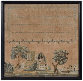 Rare Cheraw, South Carolina Needlework Sampler, Sarah Evans