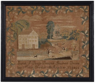 Rare Chesterville Academy South Carolina Needlework Sampler, Sarah Poags
