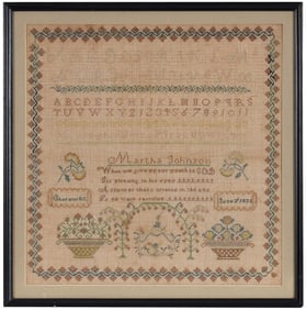 Rare Cheraw, South Carolina Needlework Sampler, Martha Johnson