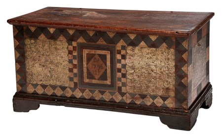 Very Rare Virginia Paint Decorated Lift Top Chest by Johannes Spitler