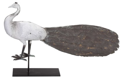 Full Body Copper and Zinc Peacock Weathervane, Attributed to J. Howard & Co.