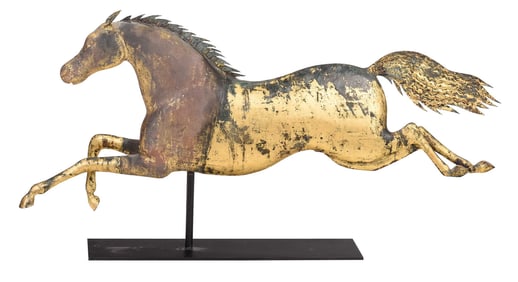 Rare Molded and Gilt Copper and Zinc Running Horse Weathervane