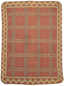 Double Irish Chain Quilt with Zig-Zag Border