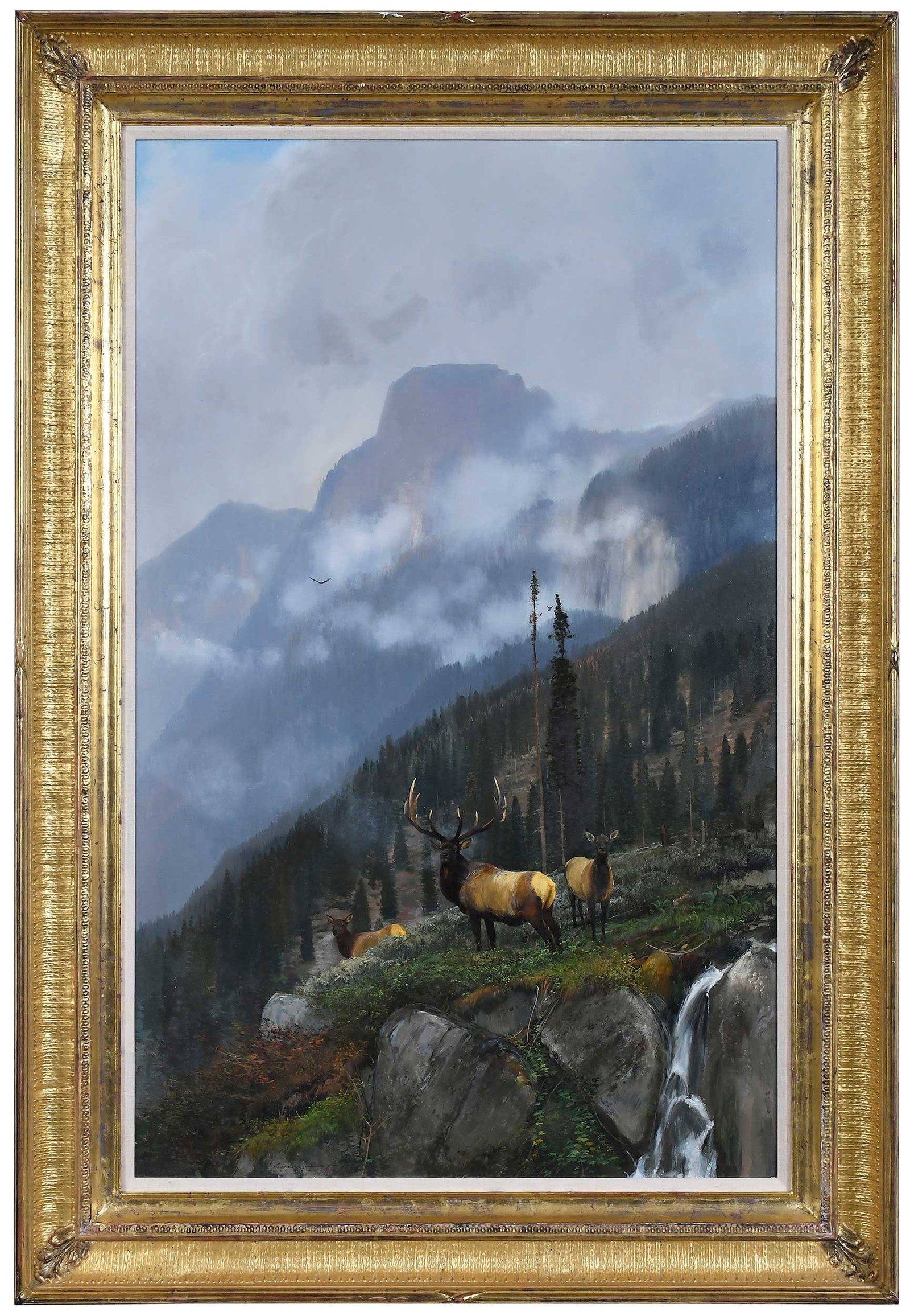 Michael Coleman: (American, born 1946) After the Shower, signed lower left "Michael Coleman", oil on Masonite, 48-1/2 x 31 in.; fine reproduction gilt wood frame, 58 x 40 in. Provenance: The Legacy Gallery, Jackson, W