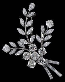 Vintage Platinum Cartier Diamond Bouquet Brooch