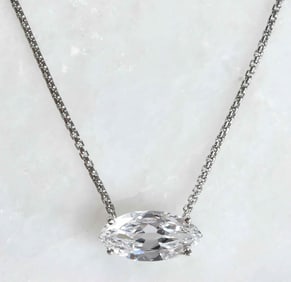 4.81ct. D, VVS2 Marquise Solitaire Diamond Pendant on 14kt. Chain - GIA