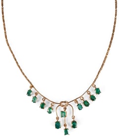14kt. Chandelier Emerald Drop Necklace