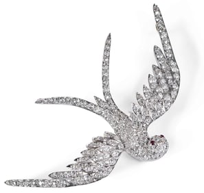 Vintage Pave Diamond Swallow Pendant