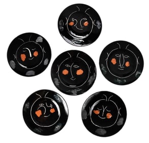 Six Pablo Picasso Plates, Visage Noir Service