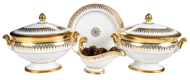 Four Darte Palais Royal White and Gilt Porcelain Service Pieces