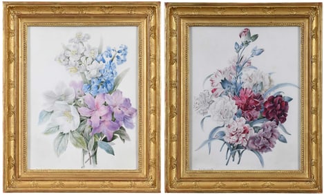 Attributed to Pierre Joseph Redoute, Two Botanical Watercolors