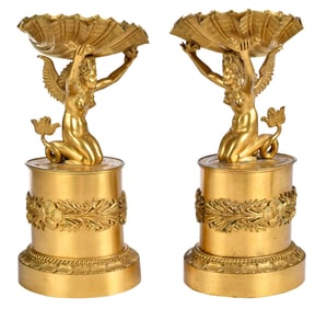 Pair of Ormolu Melusine Figural Centerpieces