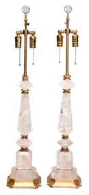 Pair of Rock Crystal and Gilt Wood Table Lamps