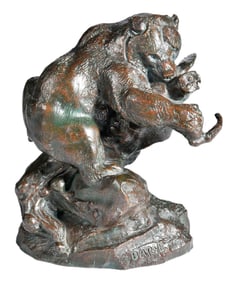 Antoine-Louis Barye, Ours monte sur un arbre, mangeant un hibou