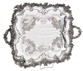 Impressive Victorian English Silver Presentation Tray