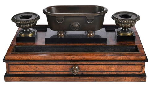 English Regency Bronze Mounted Inkstand