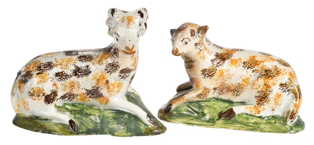 Staffordshire Polychrome Decorated Prattware Ram and Ewe