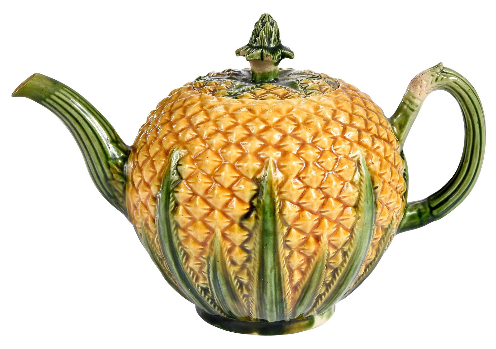 Staffordshire Lead Glazed Earthenware Pineapple Teapot (1 of 10)