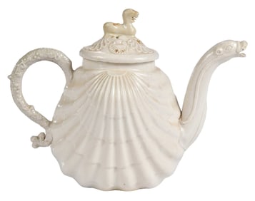 Staffordshire Salt Glazed Pecten Shell Teapot