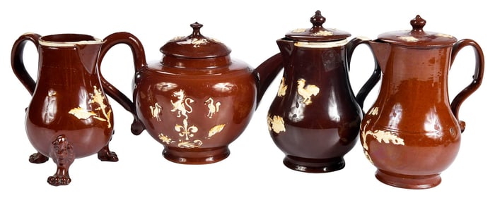 Four Pieces of Staffordshire Astbury Type Teaware