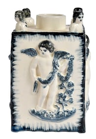 Early English Pottery Blue and White Tea Caddy