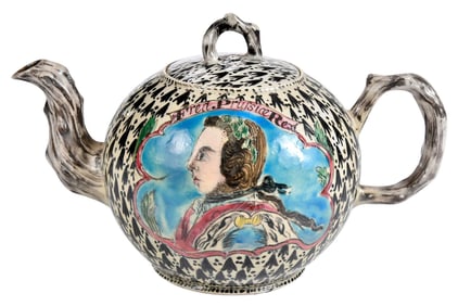 Staffordshire Salt Glazed Commemorative Teapot, Frederick the Great of Prussia