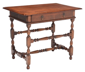 Rare New England William and Mary High/Low Stretcher Table