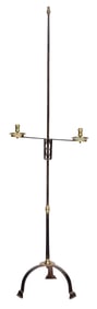 Fine and Rare Early Brass and Iron Double Arm Candlestand